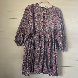 Banana Republic Blue and Pink Paisley BoHo Dress